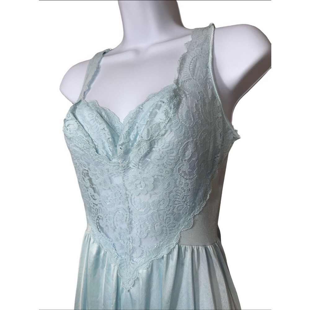 Olga Vintage Baby Blue Lace Bodice Bodysilk Nightgown